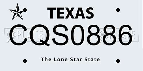 CQS0886 Texas License Plate