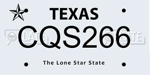 CQS266 Texas License Plate