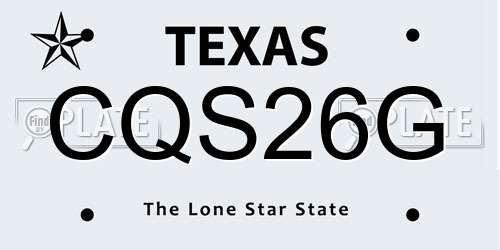 CQS26G Texas License Plate