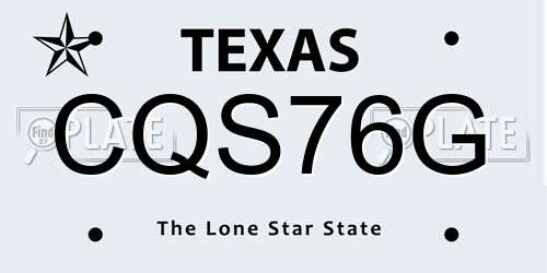 CQS76G Texas License Plate