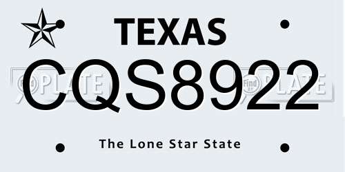 CQS8922 Texas License Plate