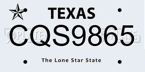 CQS9865 Texas License Plate