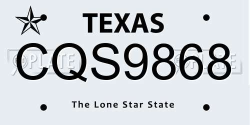 CQS9868 Texas License Plate
