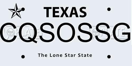 CQSOSSG Texas License Plate