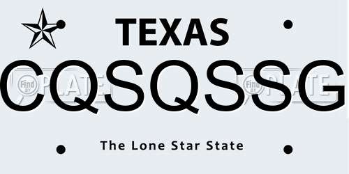 CQSQSSG Texas License Plate