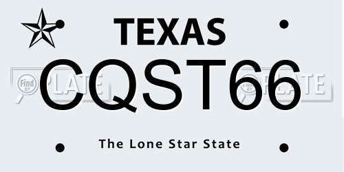 CQST66 Texas License Plate