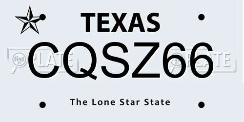 CQSZ66 Texas License Plate