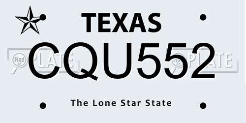 CQU552 Texas License Plate