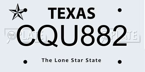 CQU882 Texas License Plate