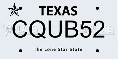 CQUB52 Texas License Plate