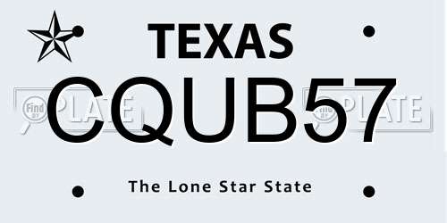 CQUB57 Texas License Plate