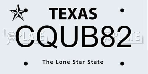 CQUB82 Texas License Plate