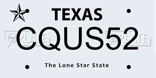 CQUS52 Texas License Plate