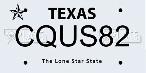 CQUS82 Texas License Plate