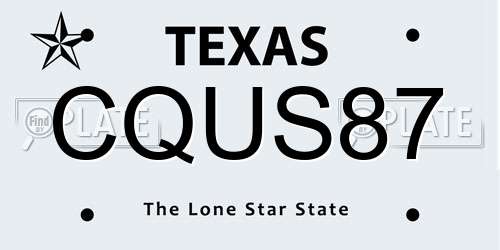 CQUS87 Texas License Plate