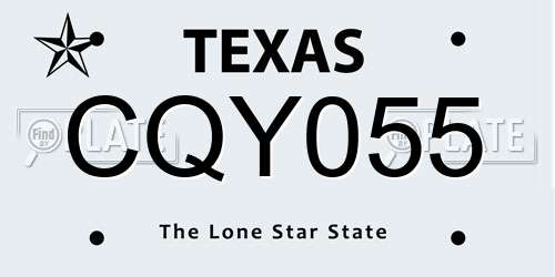 CQY055 Texas License Plate