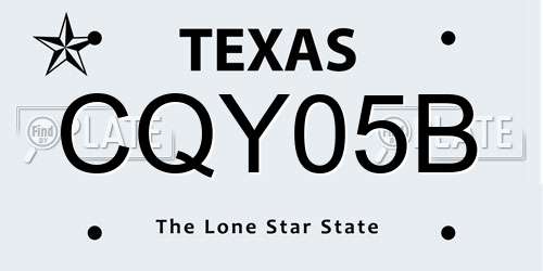 CQY05B Texas License Plate