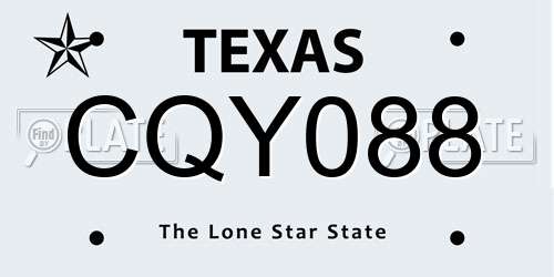 CQY088 Texas License Plate