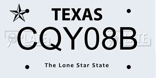 CQY08B Texas License Plate
