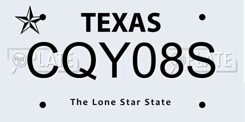 CQY08S Texas License Plate