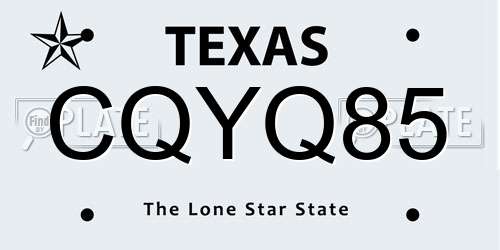 CQYQ85 Texas License Plate