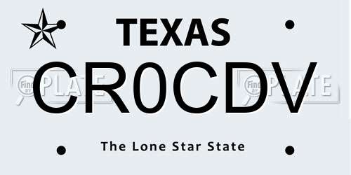 CR0CDV Texas License Plate