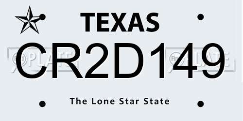 CR2D149 Texas License Plate
