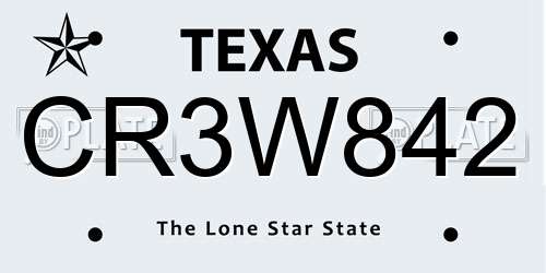 CR3W842 Texas License Plate
