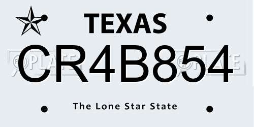 CR4B854 Texas License Plate
