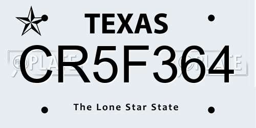 CR5F364 Texas License Plate