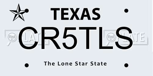 CR5TLS Texas License Plate
