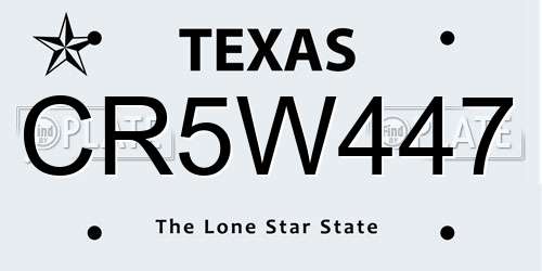 CR5W447 Texas License Plate
