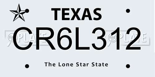 CR6L312 Texas License Plate