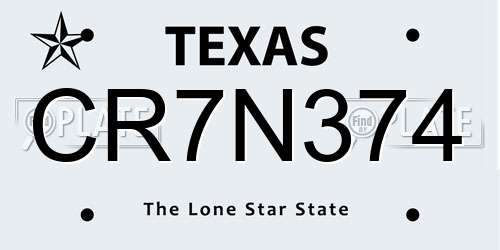 CR7N374 Texas License Plate