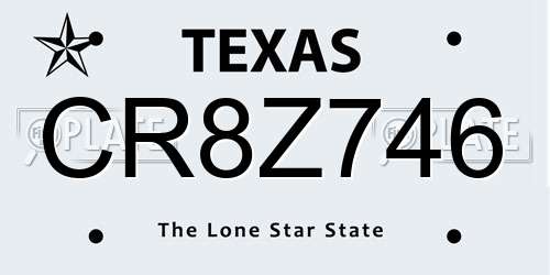 CR8Z746 Texas License Plate
