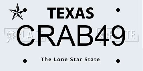 CRAB49 Texas License Plate