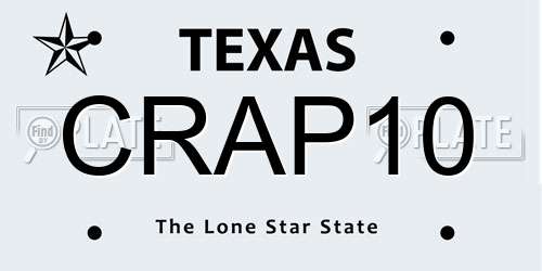 CRAP10 Texas License Plate