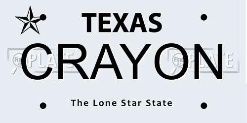 CRAYON Texas License Plate