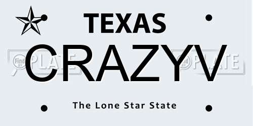CRAZYV Texas License Plate