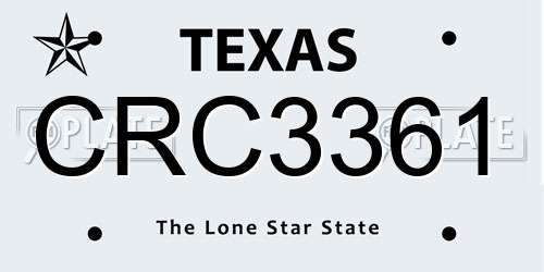 CRC3361 Texas License Plate