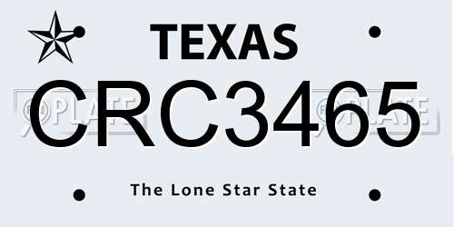 CRC3465 Texas License Plate