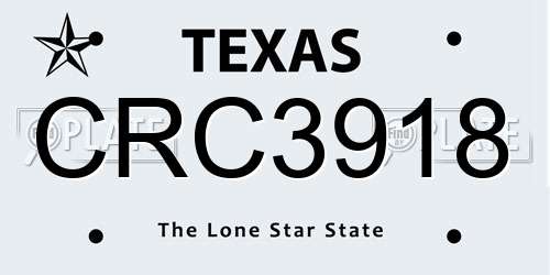 CRC3918 Texas License Plate