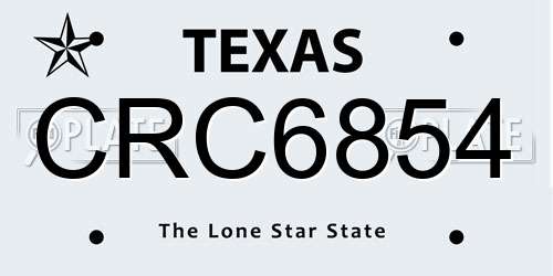 CRC6854 Texas License Plate