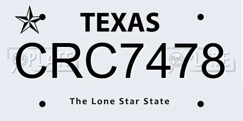 CRC7478 Texas License Plate