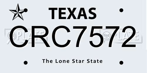 CRC7572 Texas License Plate