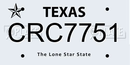 CRC7751 Texas License Plate