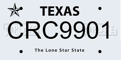 CRC9901 Texas License Plate