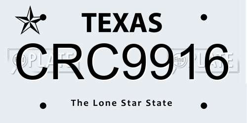CRC9916 Texas License Plate