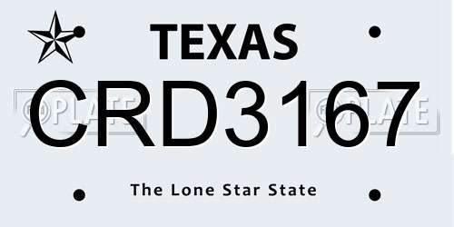 CRD3167 Texas License Plate