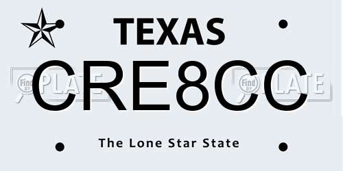 CRE8CC Texas License Plate